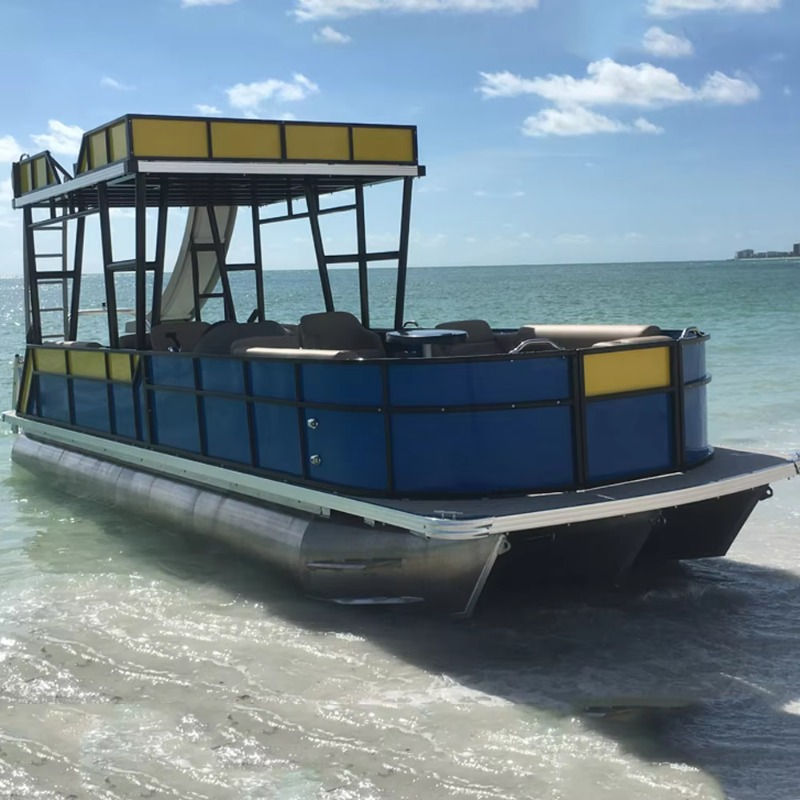 FL Customized Wholesale Built Double-Deck Aluminum Pontoon Boat With Outboard Mo