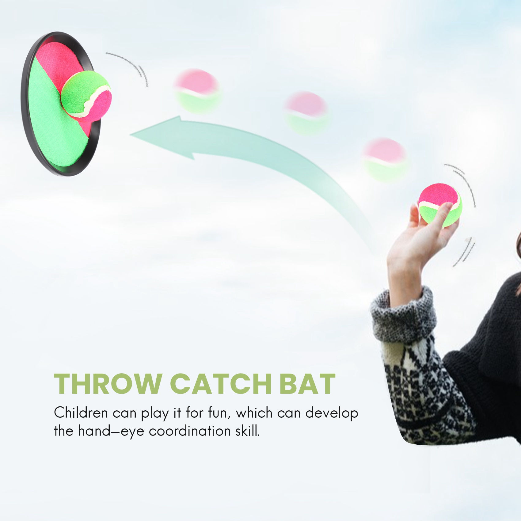 ABUO-Toss And Catch Game Set Paddle Catch Ball Game Outdoor Sports Catch Ball Ga
