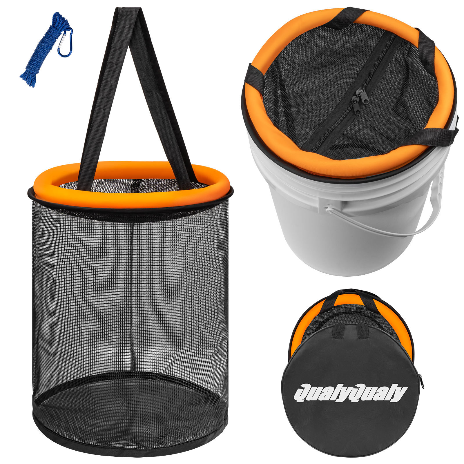 Floating Fish Basket for 5 Gallons Buckets Foldable Fishing Basket Bait Net for