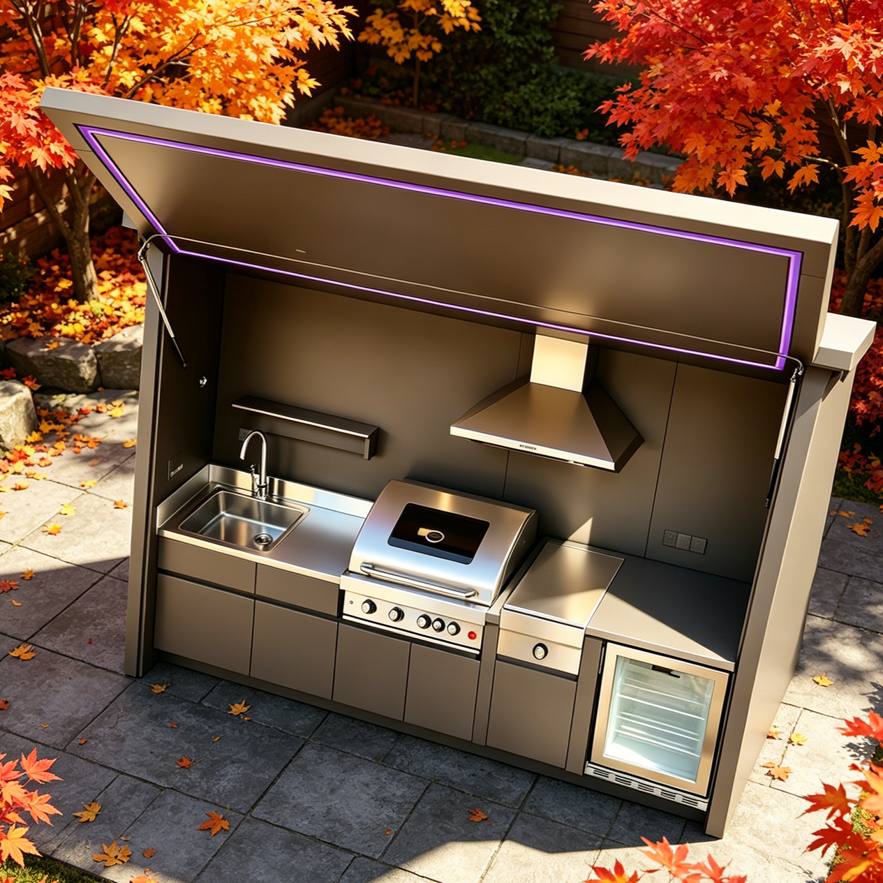 Rust Resistant Complete Outdoor Kitchen Cabinet, Full Equipped Modular Outdoor C