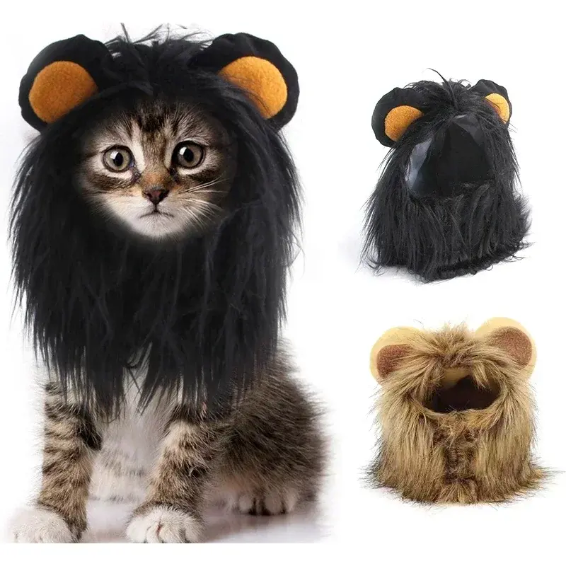 Cat Cosplay Costume, Pet Headwear, Wig Hat, Lion Mane Cat and Dog, Lion Wig Cost