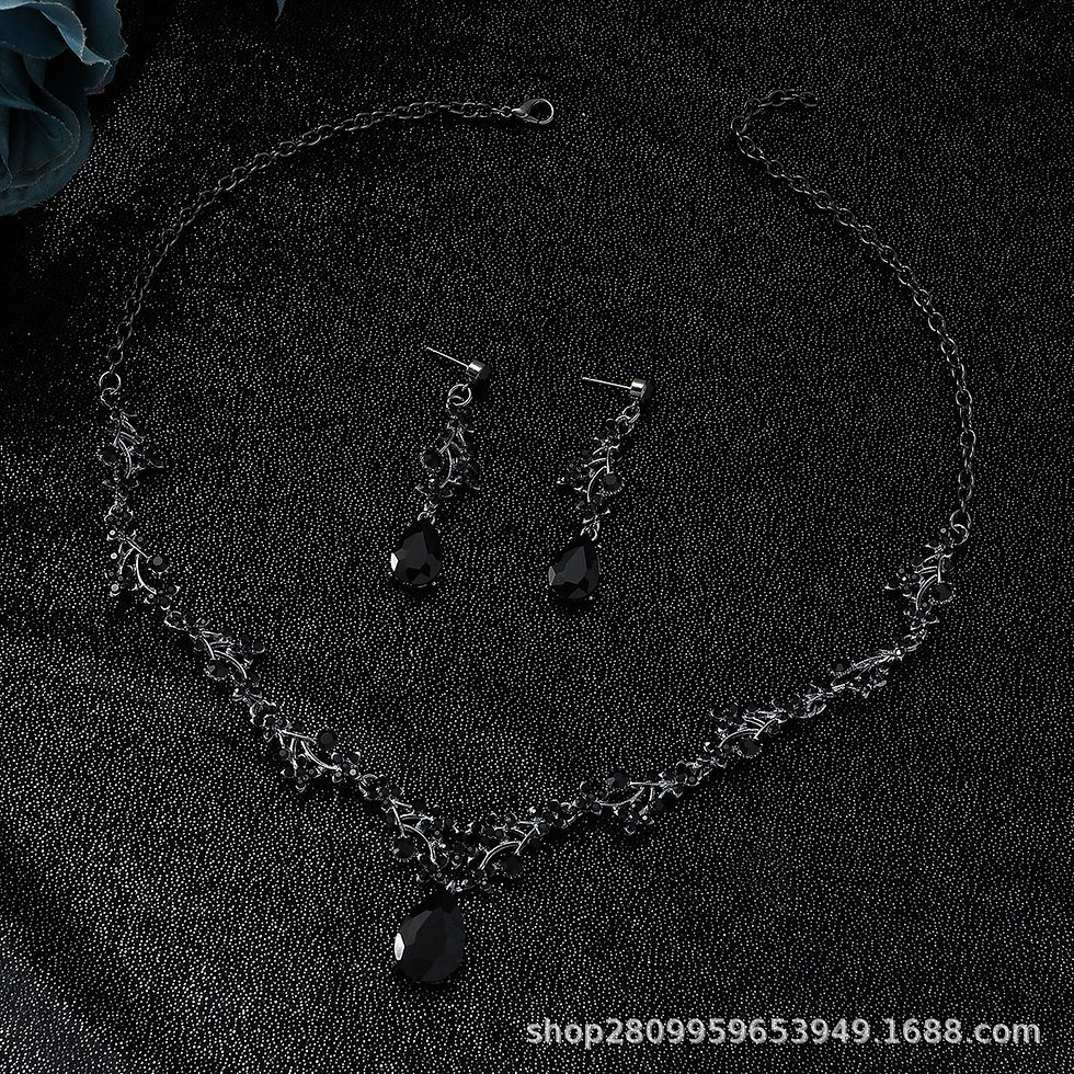 Thumbnail: Jewelry Set Chain Crystal Diamond Gift Set Bridal Wedding Necklace Earrings Two-