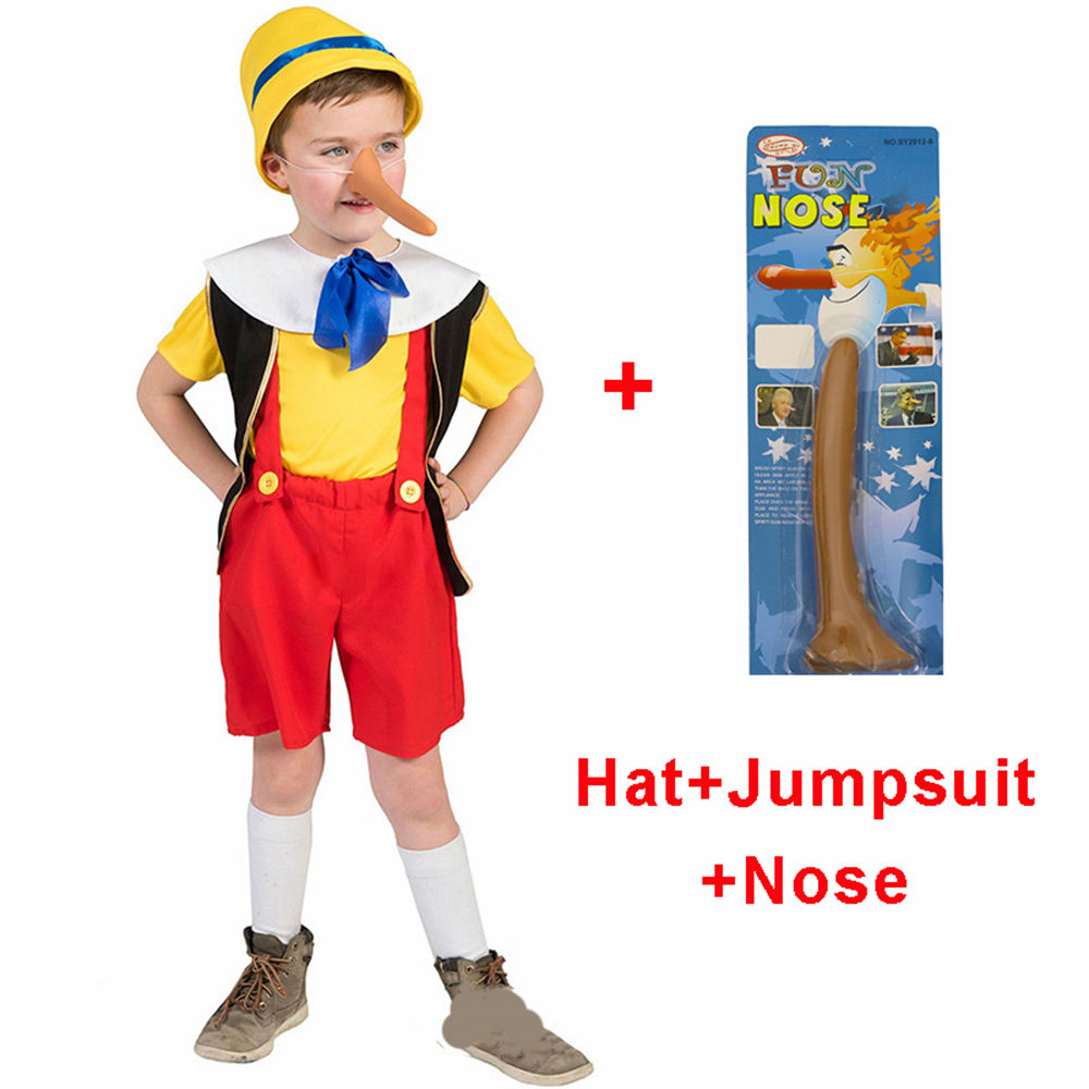 Halloween Funny Pinocchio Cosplay Costume Birthday Boys Girls Party Clothes Kids