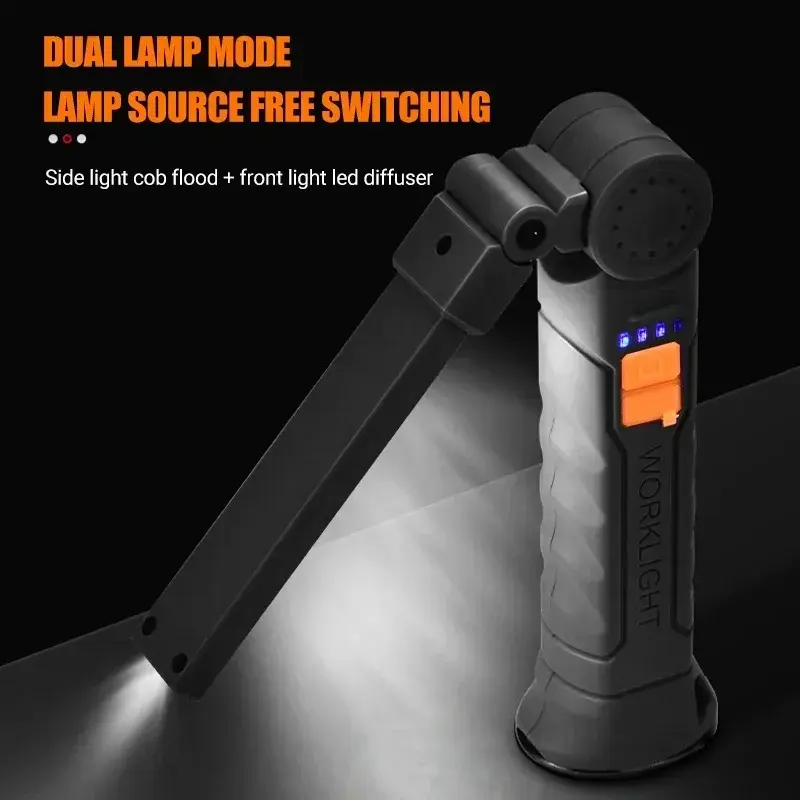 Thumbnail: Portable COB LED Flashlight USB Rechargeable Work Light Magnetic Lanterna Hangin
