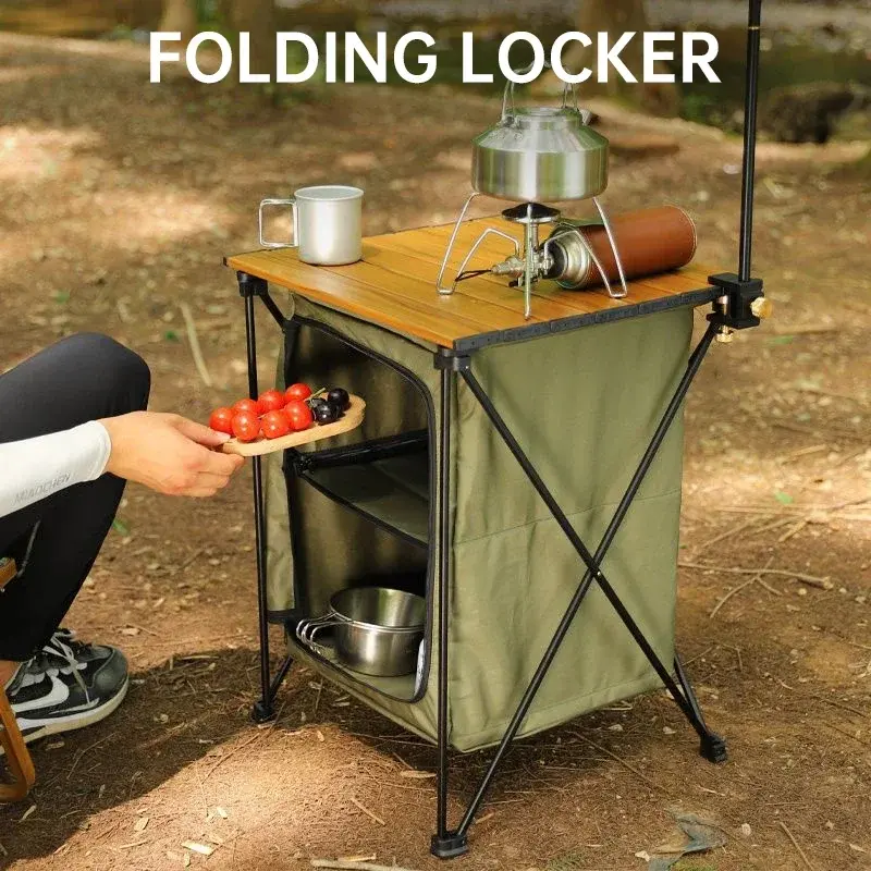 Outdoor Oxford Cloth Cabinets Multi-functional Toolbox Folding Table Double-deck