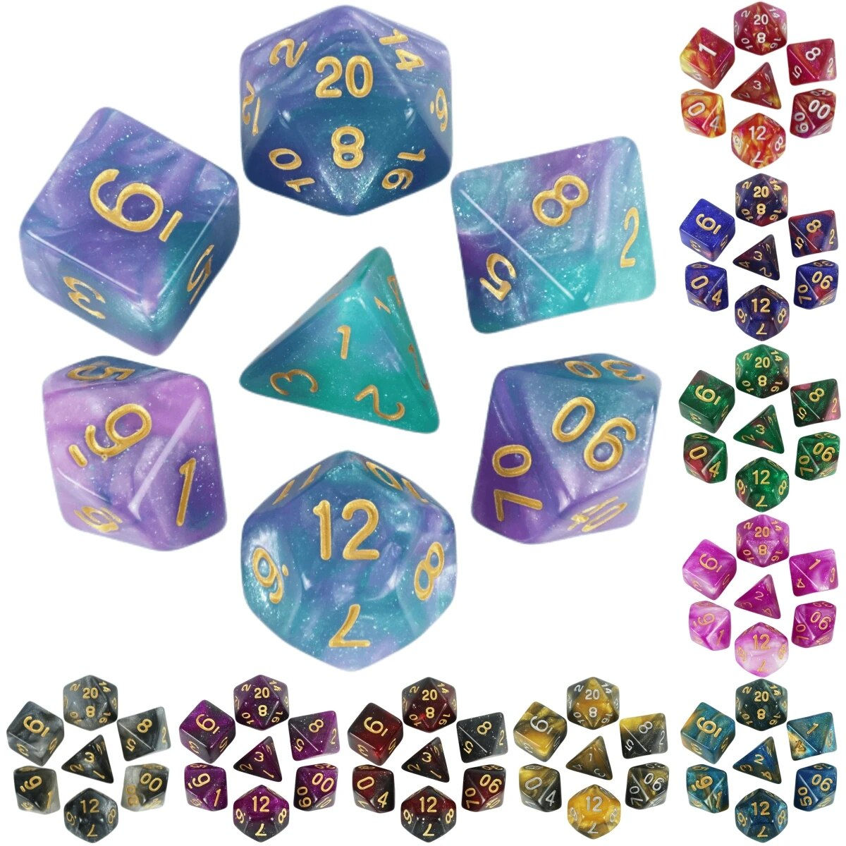 Dice Set Board Games Roll Dice Galaxy Theme Polyhedral Dice Set Amazing Colourfu