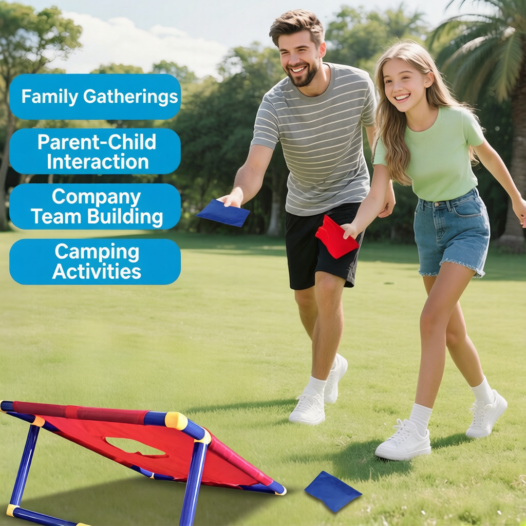 Bean Bag Toss Game Set Outdoor Lawn Game for Kids Adults, Safe Soft Bean Bags, P