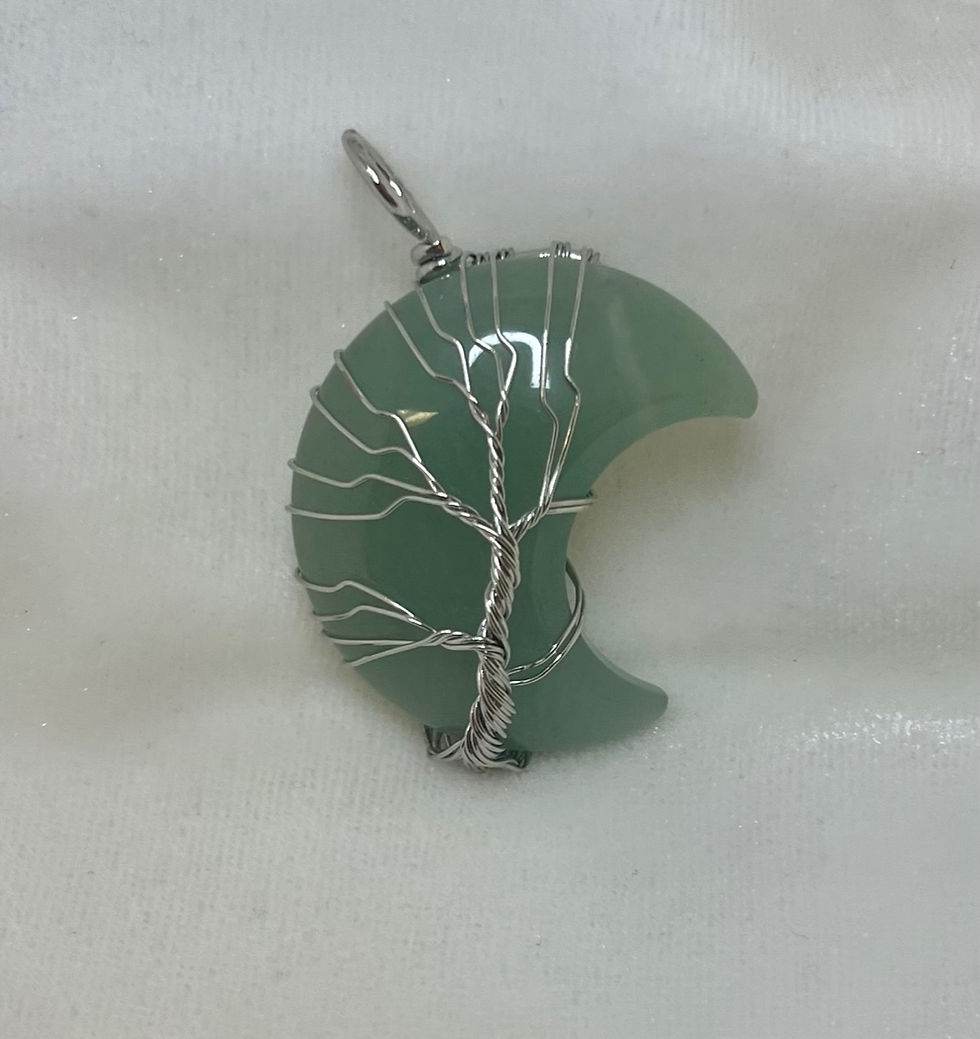 Thumbnail: Moon Shaped Tree of Life Wrapped Pendant-Silver plated wire
