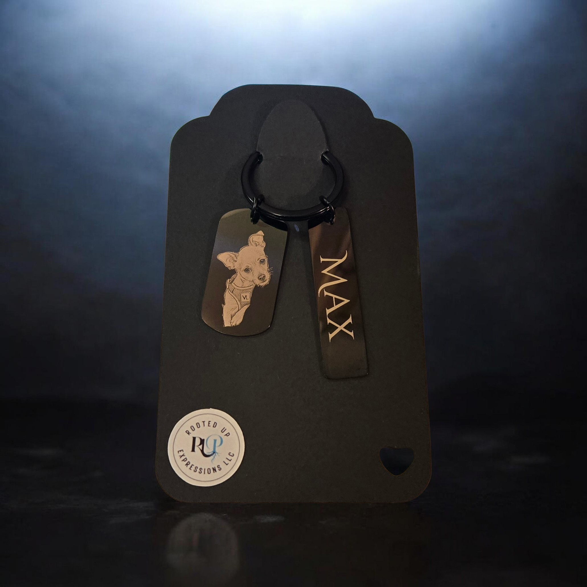 Custom Photo & Name Engraved Stainless Steel Keychains