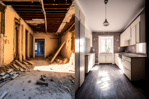 Before and after room renovation