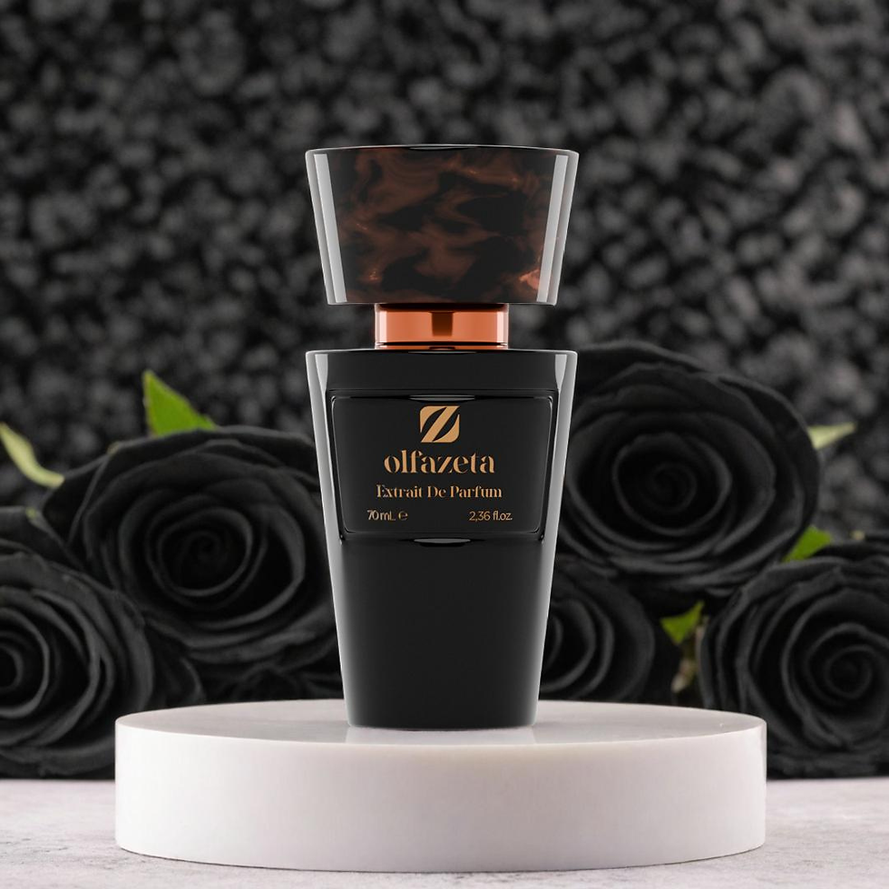 Elfazeta Extract De Parfum bottle on roses, 213, with a dark background. spellboundfragrances.ch