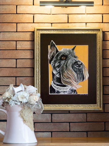 CUSTOM COLORED PENCIL~DOG~SCHNAUZER
