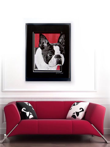 CUSTOM COLORED PENCIL~DOG~BOSTON TERRIER
