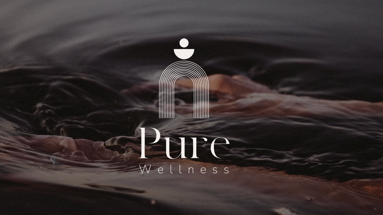 Pure wellness branding over an image of water