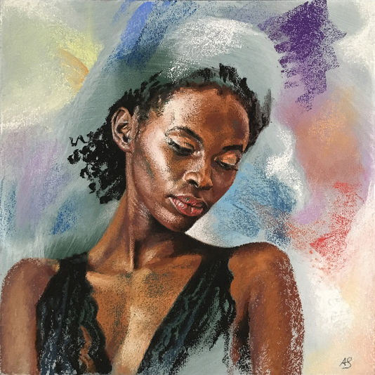 Downward Gaze – pastel painting by Axel Saffran