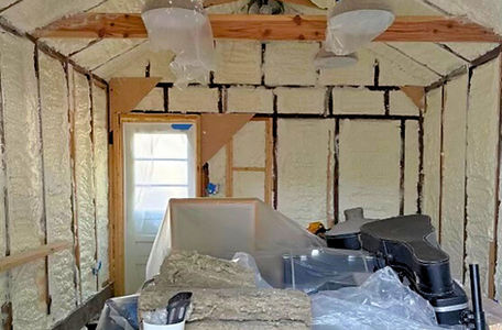 Image of a music studio sprayed with open cell spray foam by Wild Elements Solutions, providing superior soundproofing and acoustic control for optimal recording quality.