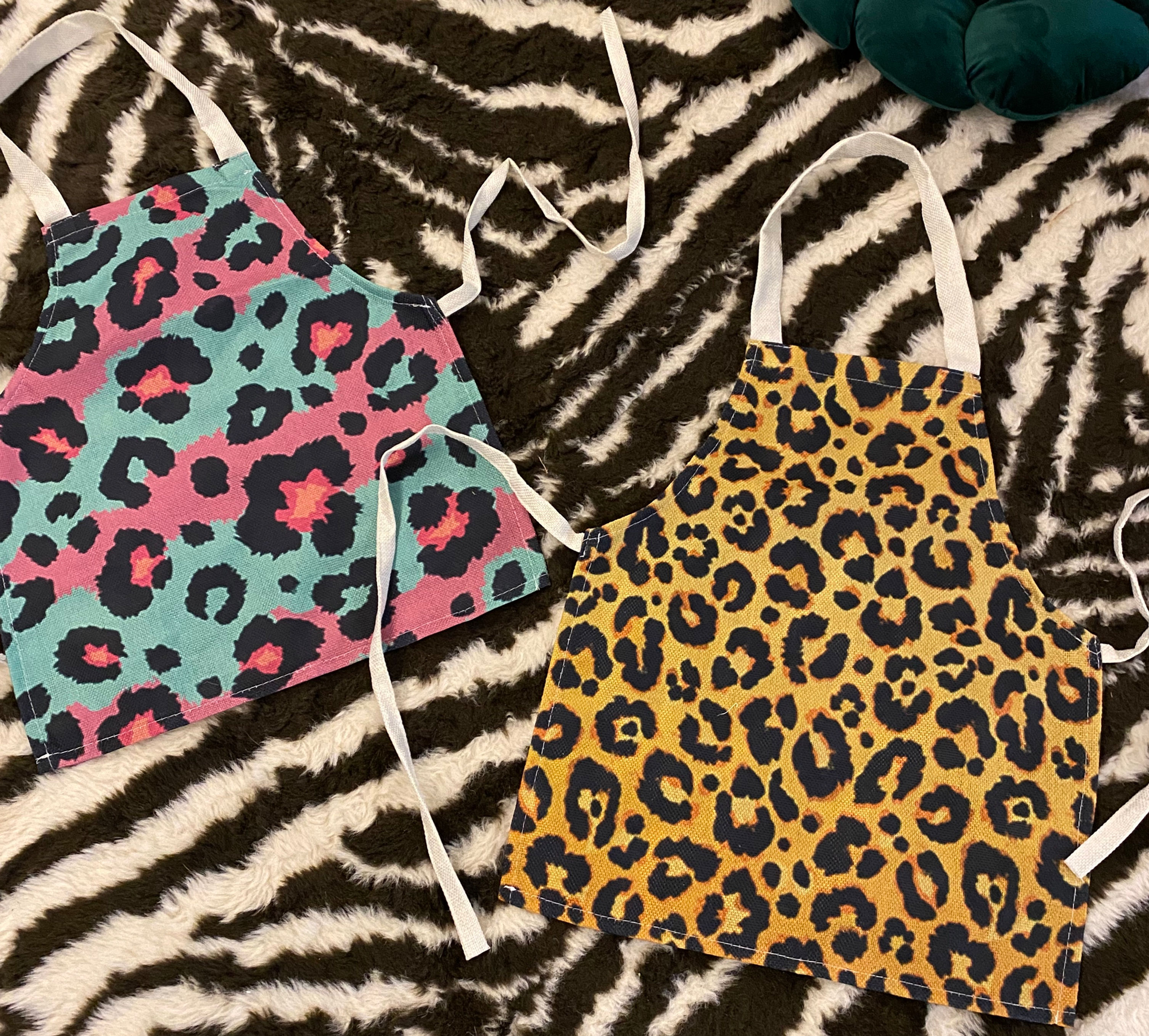 Childrens animal print craft apron