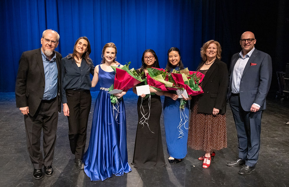 From Left to Right: Juror Thomas Wiebe, Juror Ellen Wieser, Grace Budoloski, Angela Suet Kee Ng, Shion Tamashiro, Chair Holly Harris, Juror Gordon Gerrard