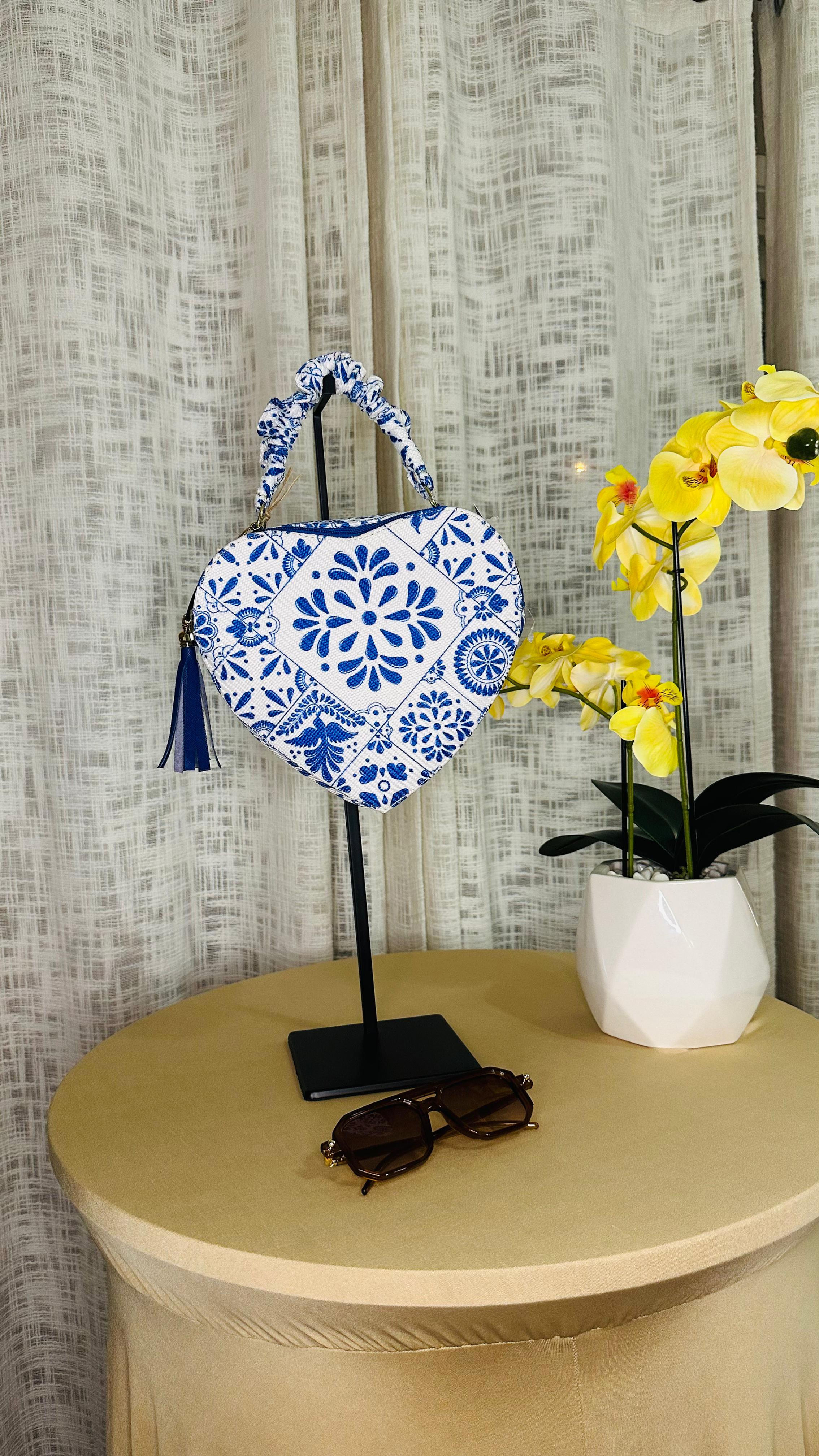Blue Talavera Heart Mini Bag
