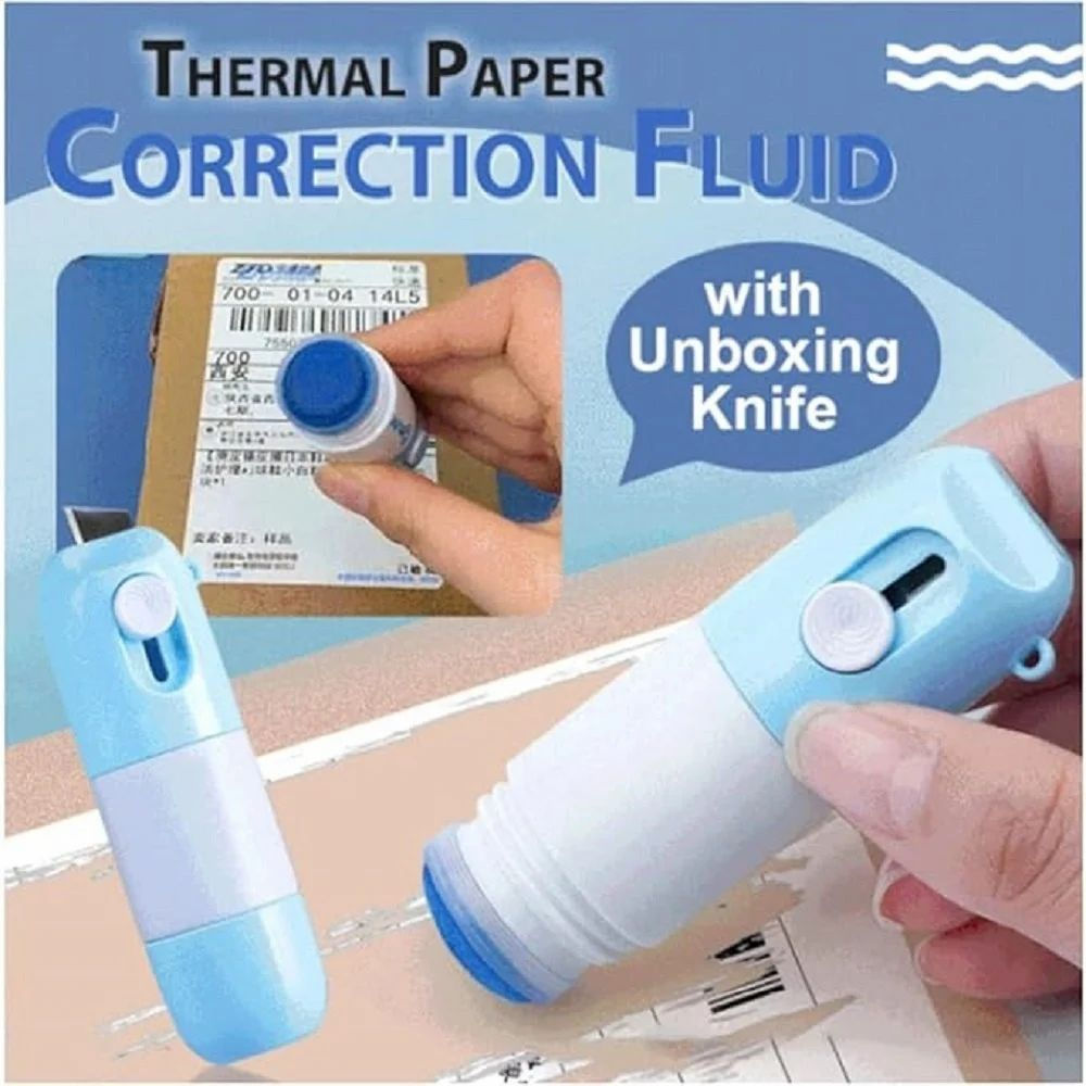 Thermal Paper Correction Fluid with Unboxing Knife 2 in 1 Privacy
