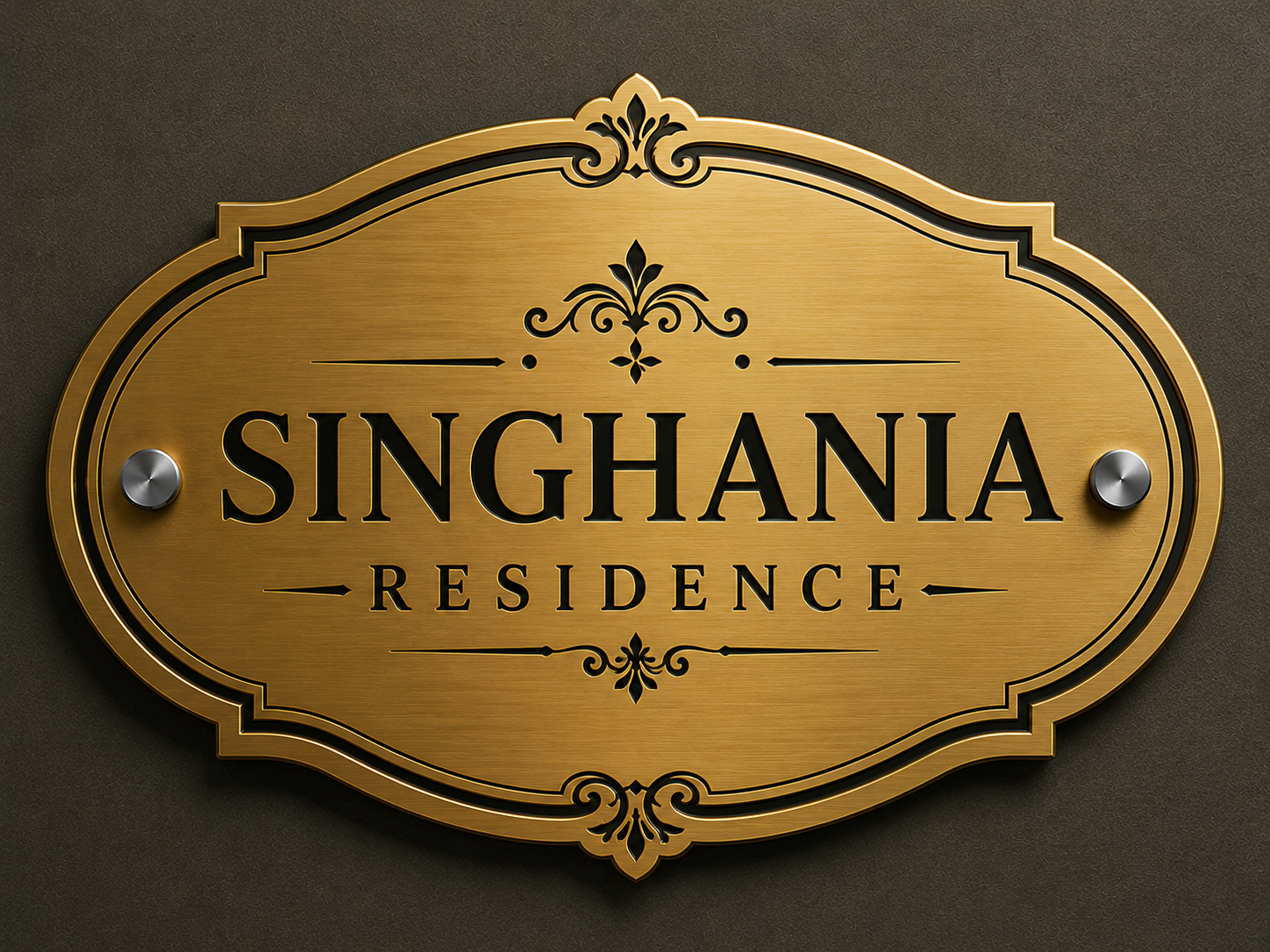 Designer Gold Brush Stainless Steel Nameplate UV Print Modern Door Sign