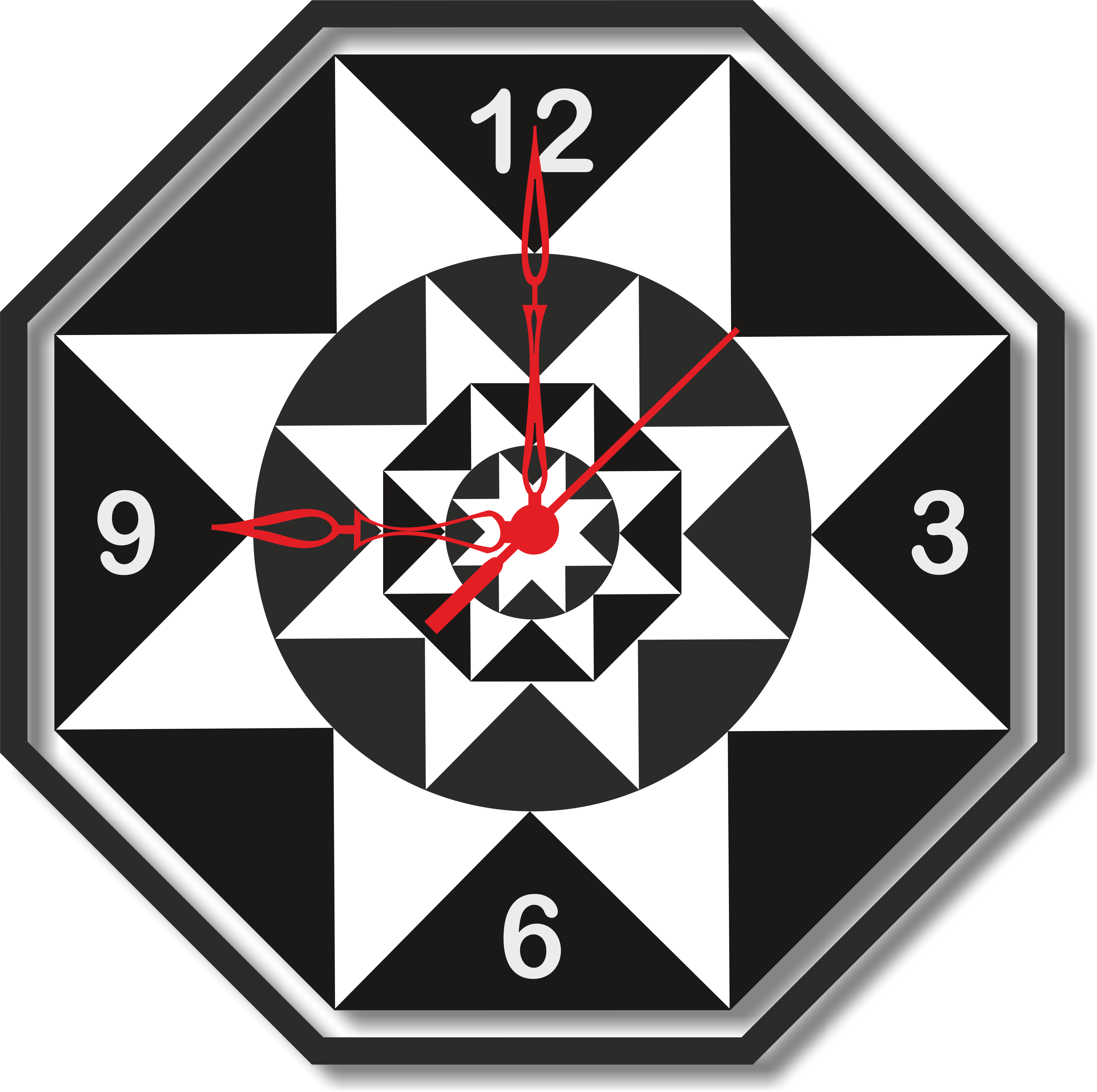 Wall Clock Red Acrylic Sheet Geometric Design Wall Clock