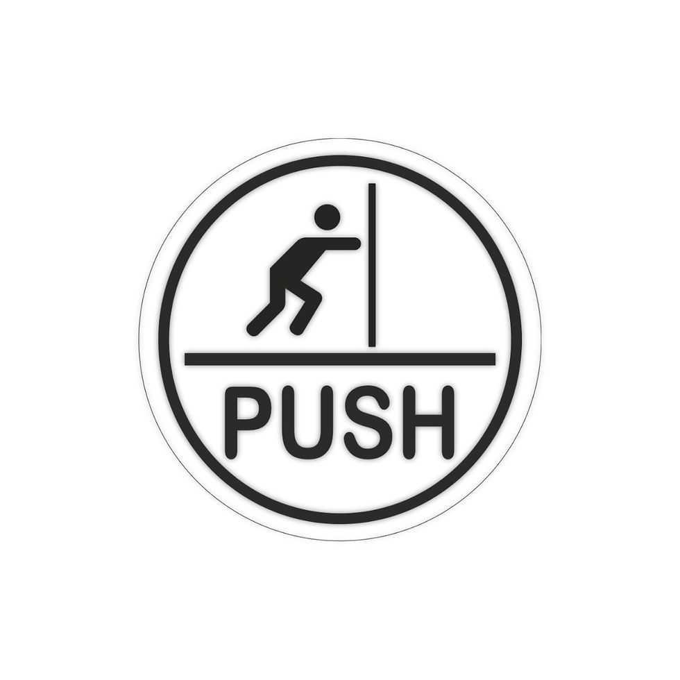Thumbnail: White & Black Acrylic Push Pull Door Sign Board (5.9” x 5.9”) Round Shape