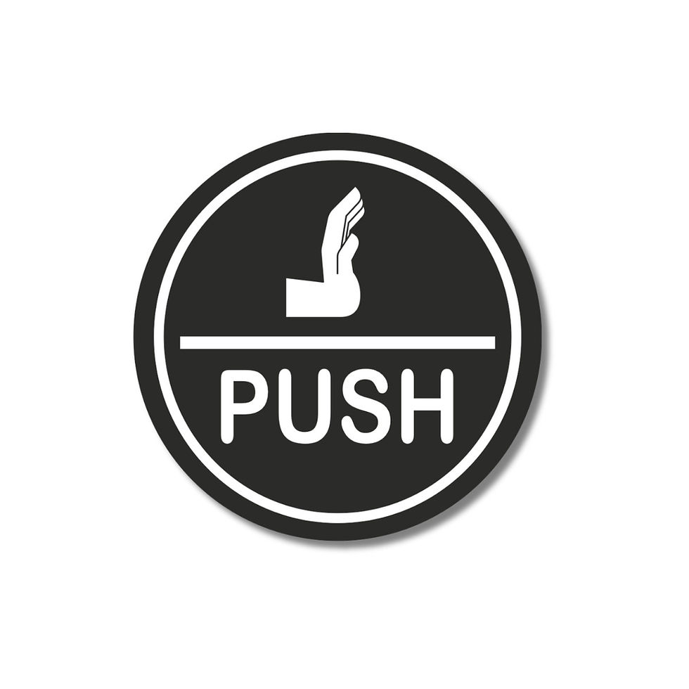 Thumbnail: Black & White Brush Acrylic Push Pull Door Sign Board (5.9” x 5.9”) Round Shape