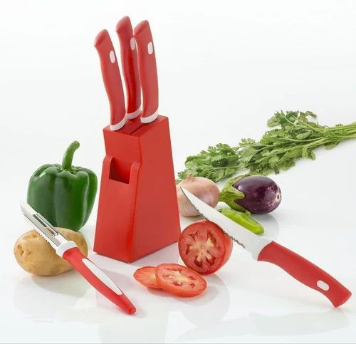 Knife Set with Plastic Block for Kitchen with... - Kitchen Grater