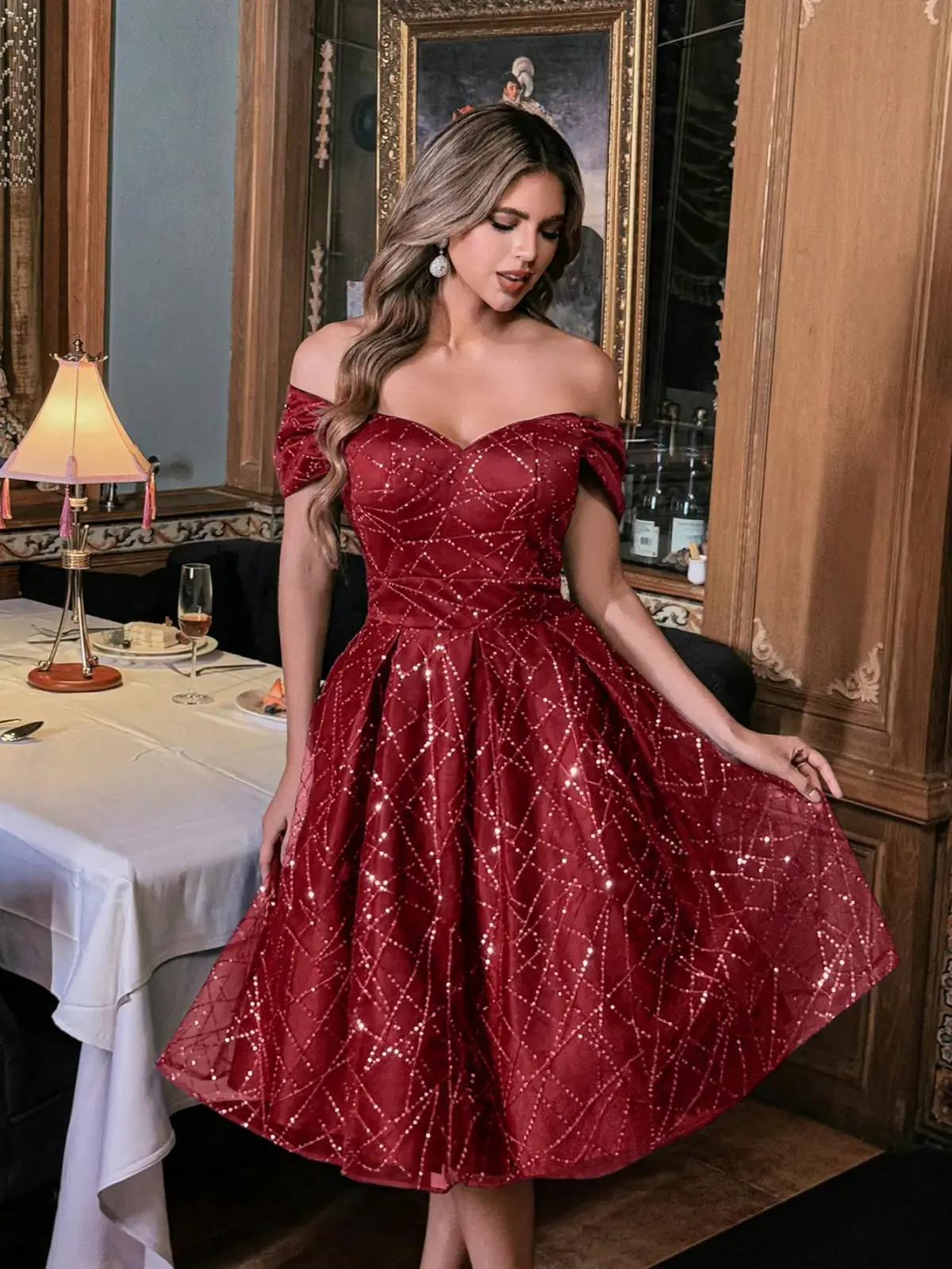 Ruby Stardust Off-Shoulder