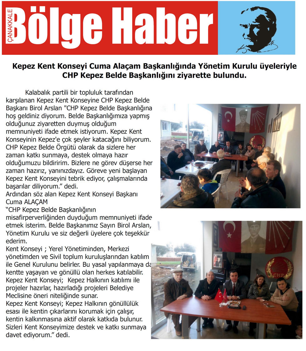 KEPEZ KENT KONSEYİNDEN CHP KEPEZ BELDE BAŞKANLIĞINA ZİYARET