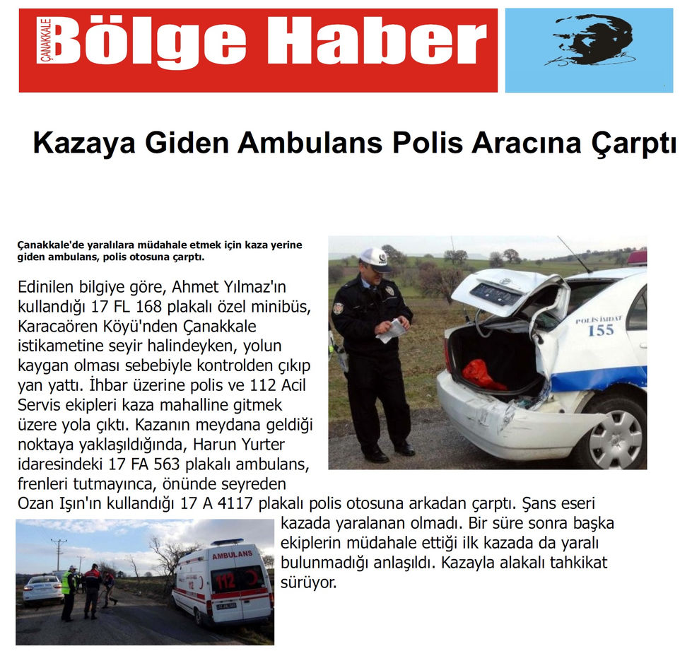 KAZAYA GİDERKEN KAZA GEÇİRDİLER 