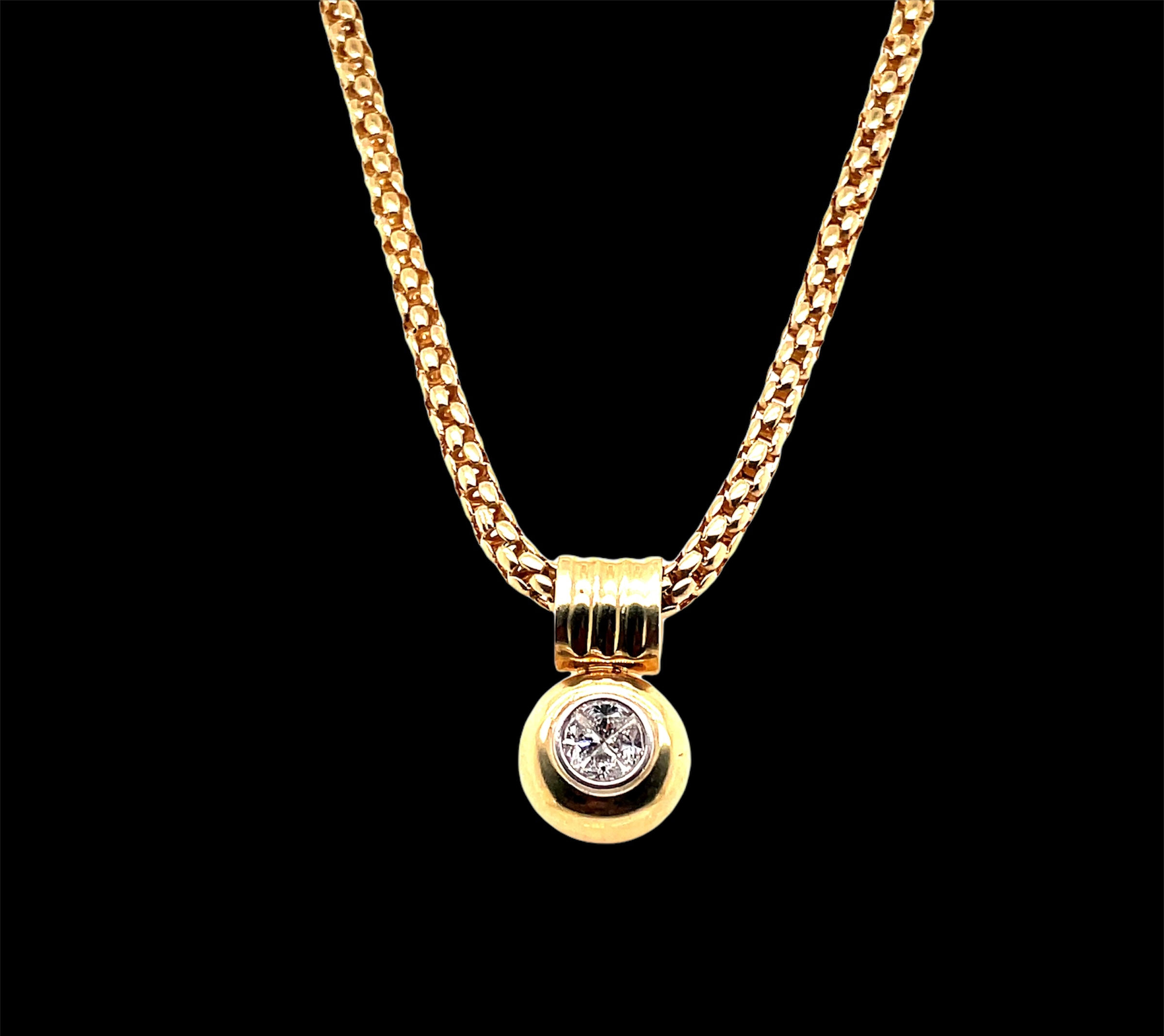 14k Yellow Gold Necklace with Diamond Pendent