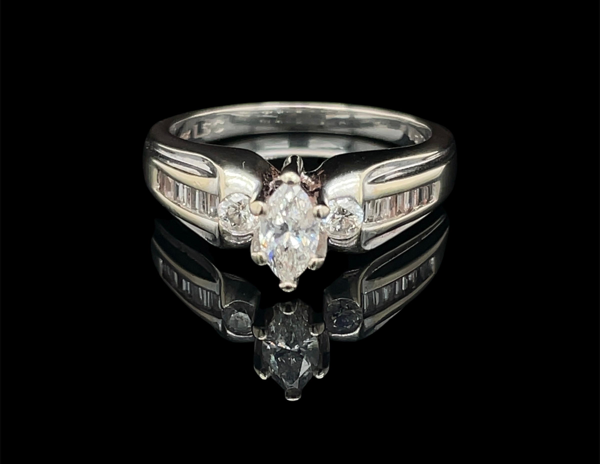 14k White Gold Diamond Marquis Engagement Ring