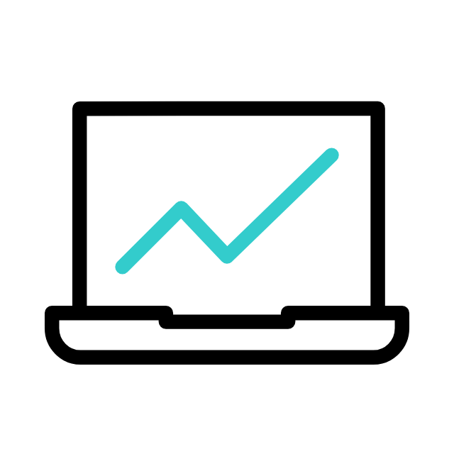 Laptop icon showing upward graph