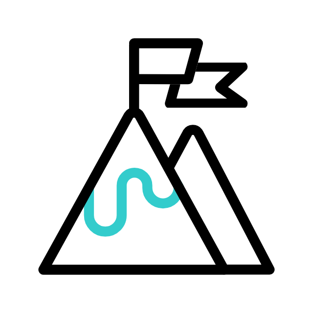 Flag on top of mountain icon