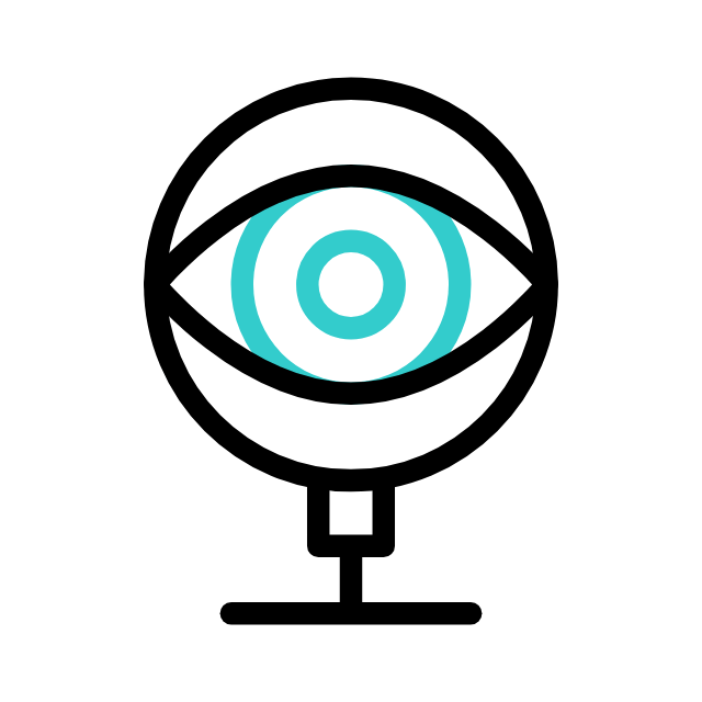 An eye and microscope icon