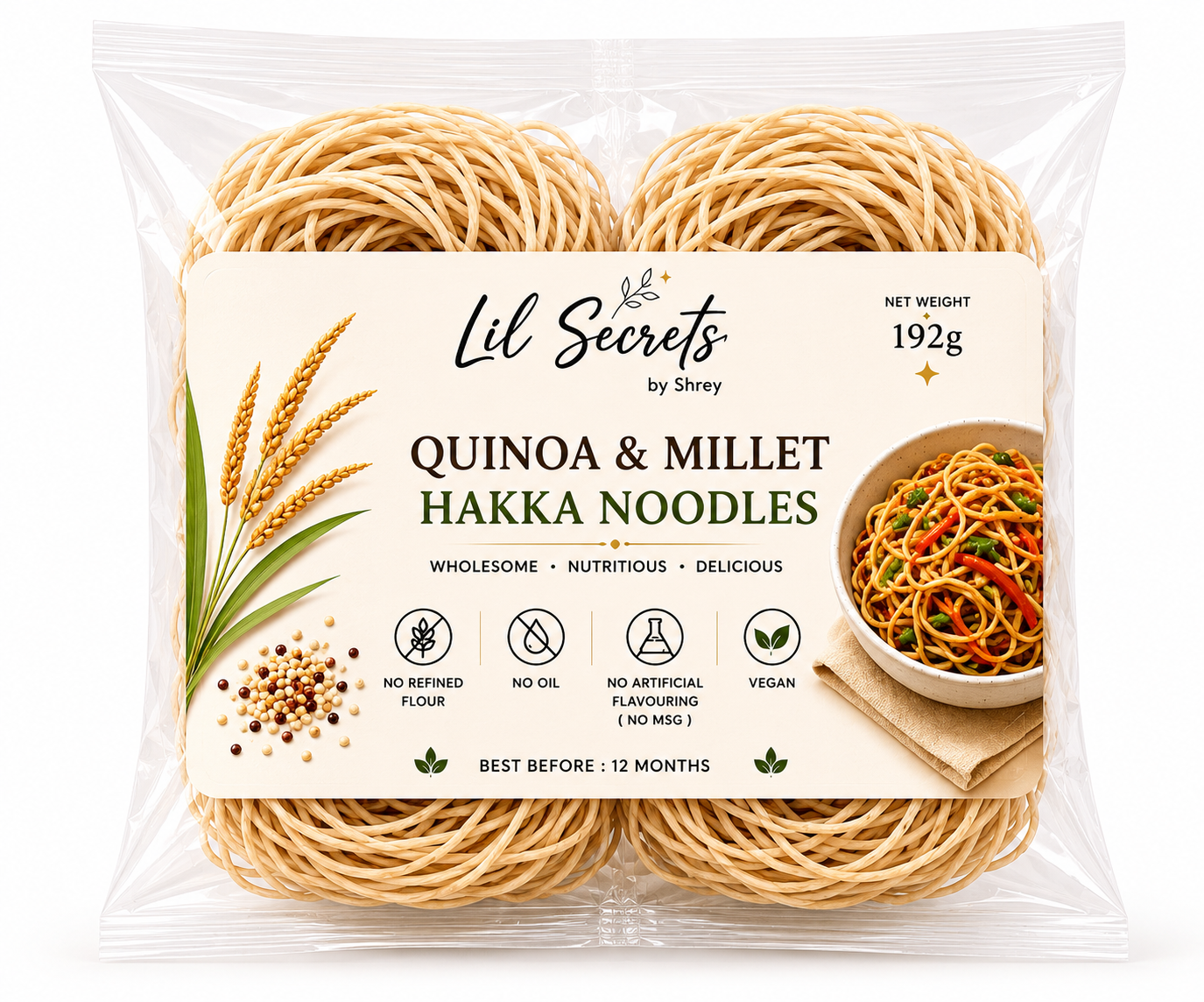 Lil Secrets Quinoa & Millet Hakka Noodles package