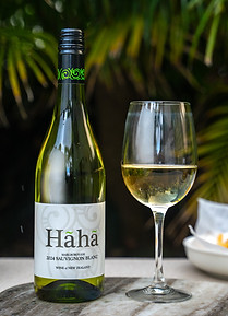 Hahā Marlborough Sauvignon Blanc bottle and glass