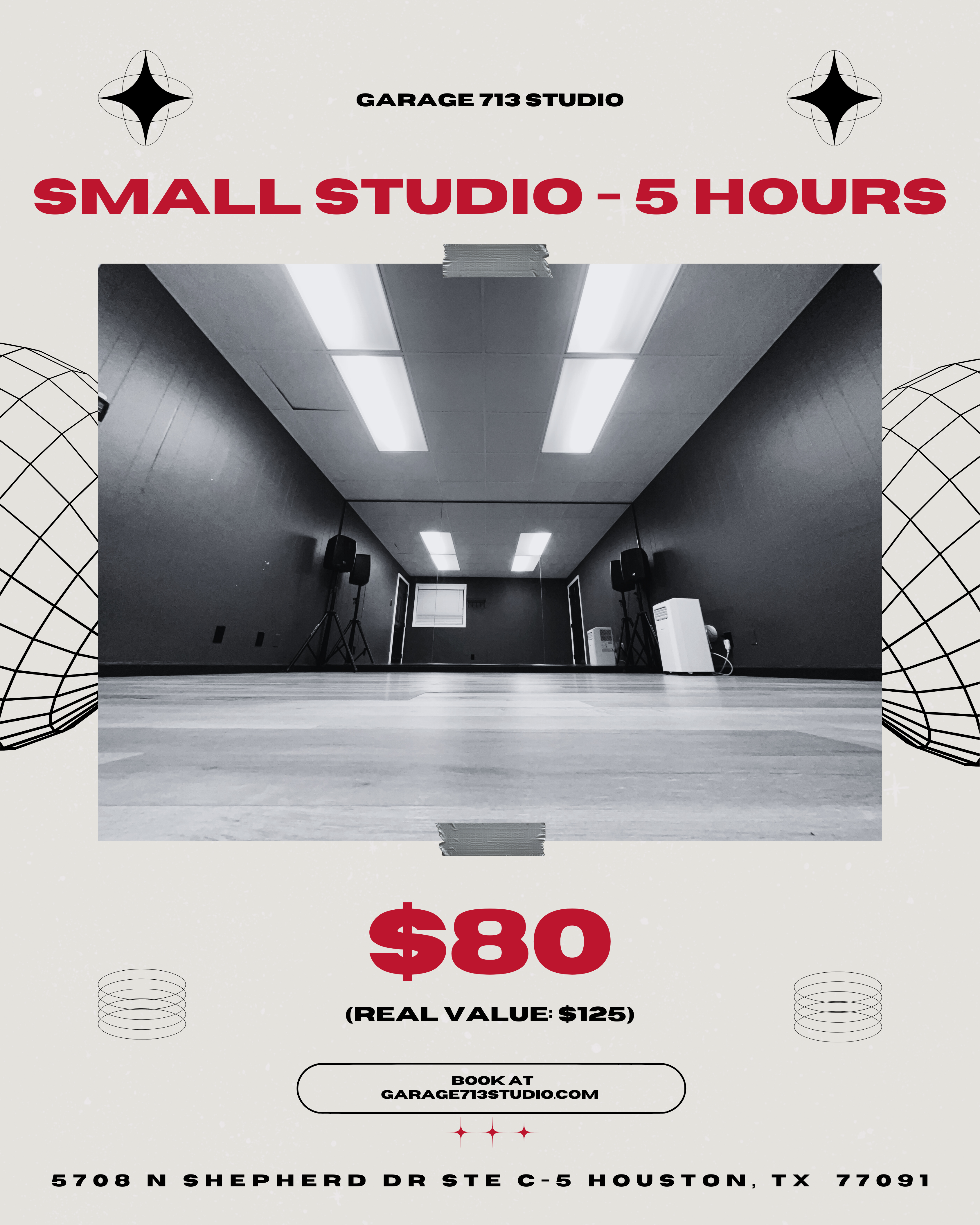 Small Studio — 5 Hour Rental Pack (Black Friday)