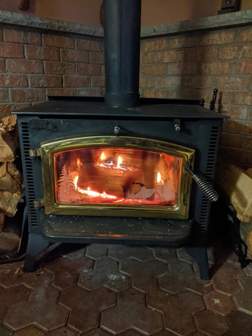 Wood stove in Living room