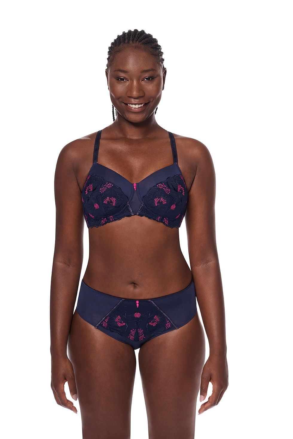 Amoena Delila Padded Non-Wired Mastectomy Bra - Blue/Magenta