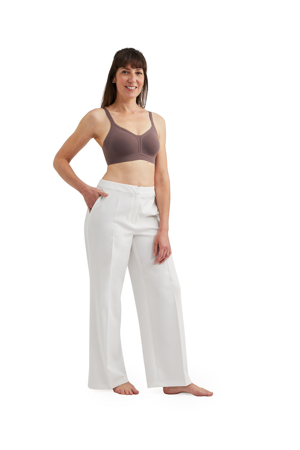 Thumbnail: Amoena Signature Wave® Pure Wire-Free Mastectomy Bra - Deep Taupe