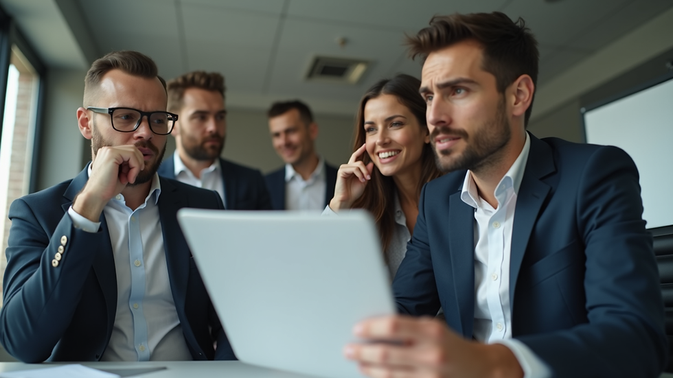Close-up view of a frustrated sales team reviewing a stalled deal