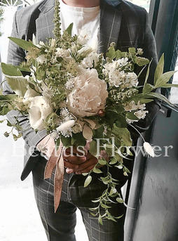 Beatus flower Bouquet da sposa - bianco verde natuale