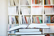 Photo of an open book on a table