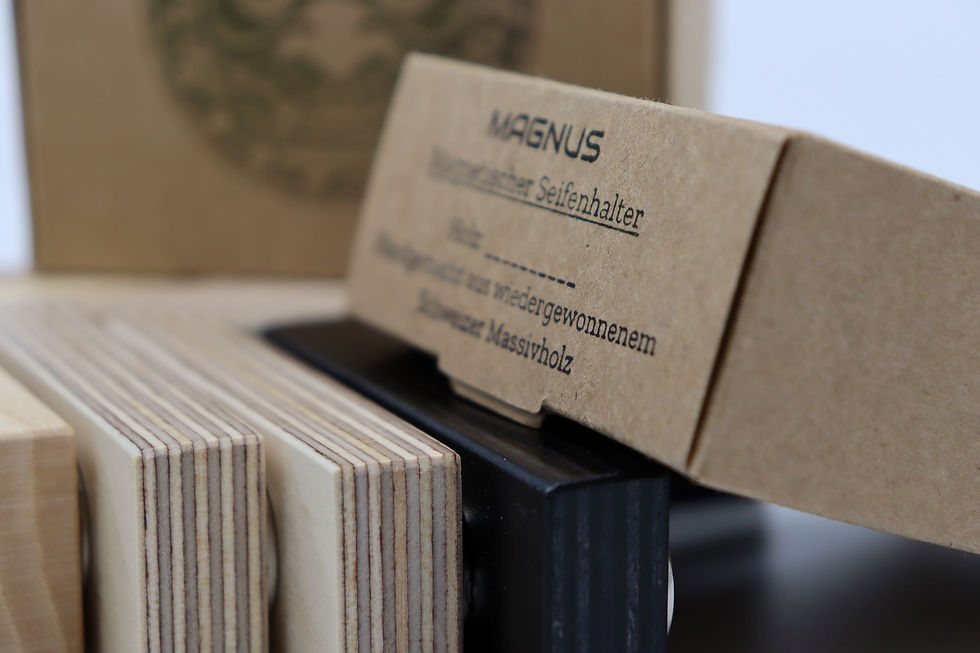 Miniaturbild: MAGNUS birch black - magnetic soap holder, reclaimed timber, easy to fix