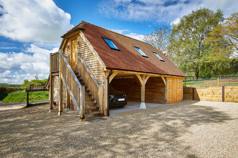 three bay oak garage by Hartwood oak in Berkshire