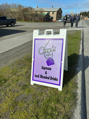 Sandwich board by The Homer Sign Company