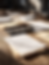 Stacks of documents on a wooden table, sunlight casting shadows. A letter with a seal is prominent, evoking an official, serious mood.
